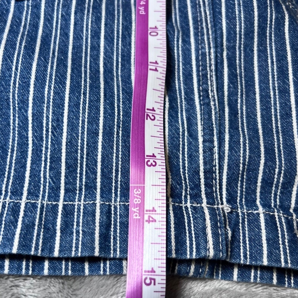 Dickies Girls Womens Size 1/25 Button Fly Mini Skirt Blue White Stripe Denim Y2K - Picture 9 of 13